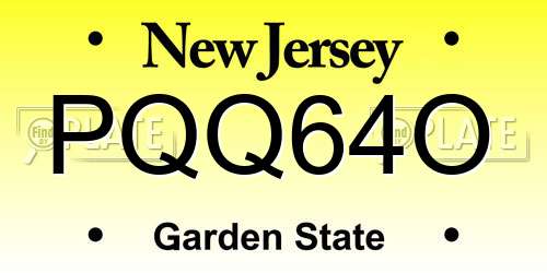 PQQ64O New Jersey License Plate