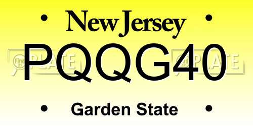PQQG40 New Jersey License Plate