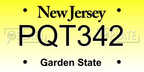 PQT342 New Jersey License Plate