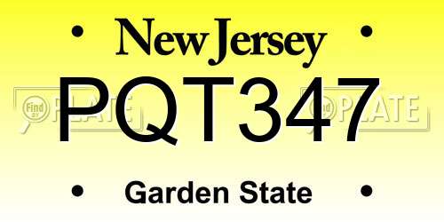 PQT347 New Jersey License Plate
