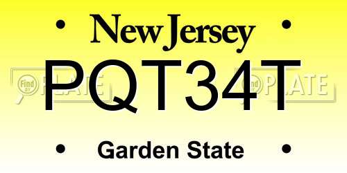 PQT34T New Jersey License Plate