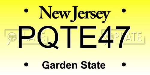 PQTE47 New Jersey License Plate