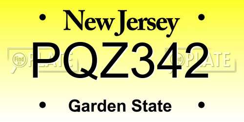 PQZ342 New Jersey License Plate
