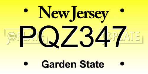PQZ347 New Jersey License Plate