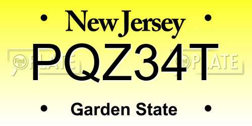PQZ34T New Jersey License Plate