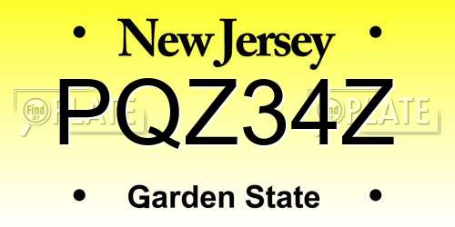 PQZ34Z New Jersey License Plate
