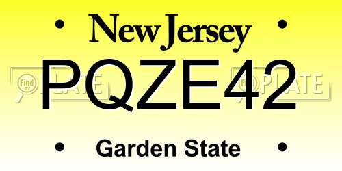 PQZE42 New Jersey License Plate