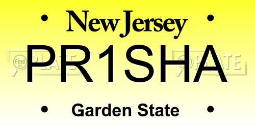 PR1SHA New Jersey License Plate