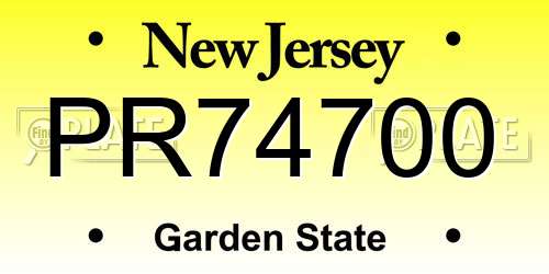 PR74700 New Jersey License Plate