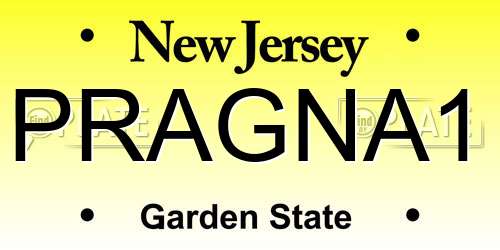 PRAGNA1 New Jersey License Plate