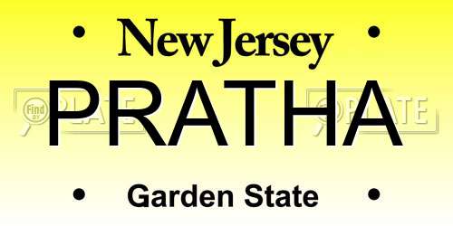 PRATHA New Jersey License Plate