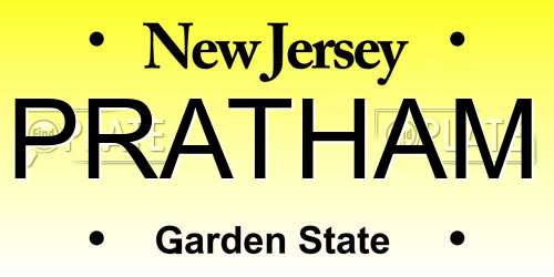 PRATHAM New Jersey License Plate