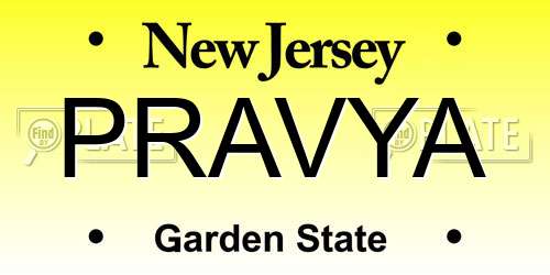 PRAVYA New Jersey License Plate