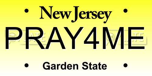 PRAY4ME New Jersey License Plate