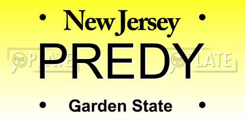 PREDY New Jersey License Plate