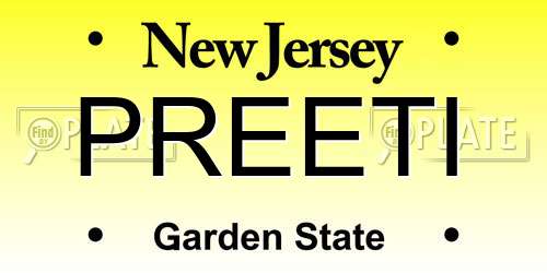 PREETI New Jersey License Plate