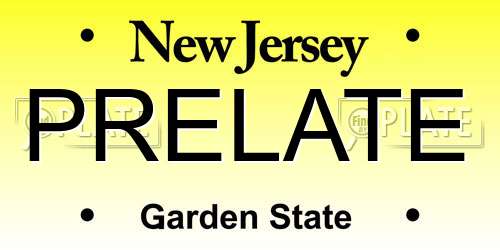PRELATE New Jersey License Plate