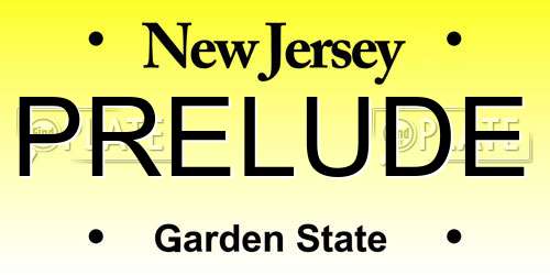 PRELUDE New Jersey License Plate