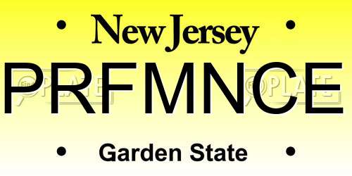 PRFMNCE New Jersey License Plate