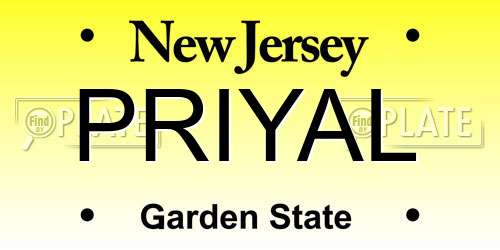 PRIYAL New Jersey License Plate