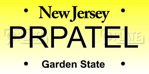 PRPATEL New Jersey License Plate