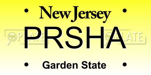 PRSHA New Jersey License Plate