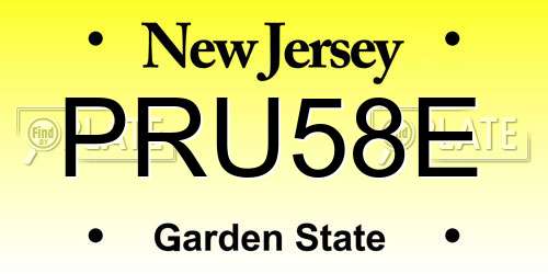 PRU58E New Jersey License Plate