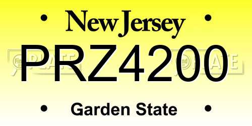 PRZ4200 New Jersey License Plate