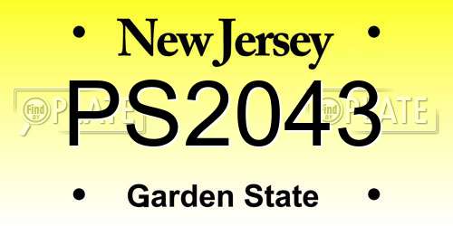 PS2043 New Jersey License Plate