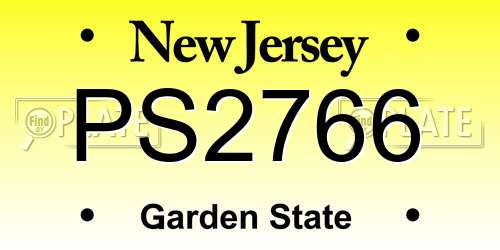 PS2766 New Jersey License Plate