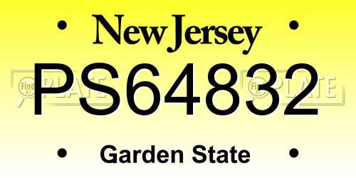 PS64832 New Jersey License Plate