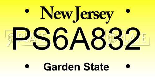 PS6A832 New Jersey License Plate