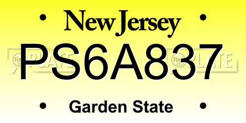PS6A837 New Jersey License Plate