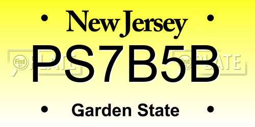PS7B5B New Jersey License Plate