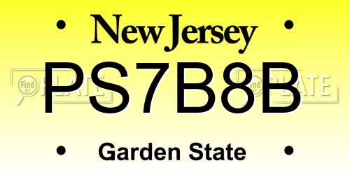 PS7B8B New Jersey License Plate