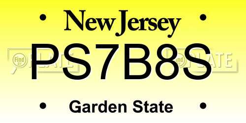 PS7B8S New Jersey License Plate