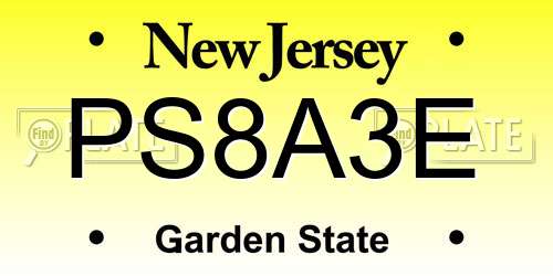 PS8A3E New Jersey License Plate