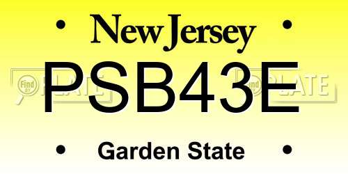 PSB43E New Jersey License Plate