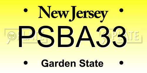 PSBA33 New Jersey License Plate