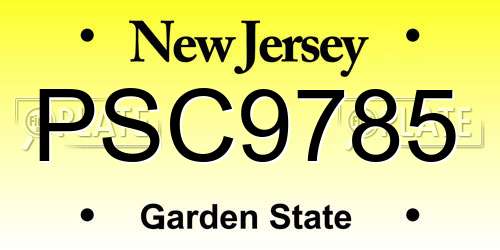 PSC9785 New Jersey License Plate