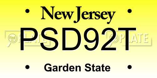PSD92T New Jersey License Plate