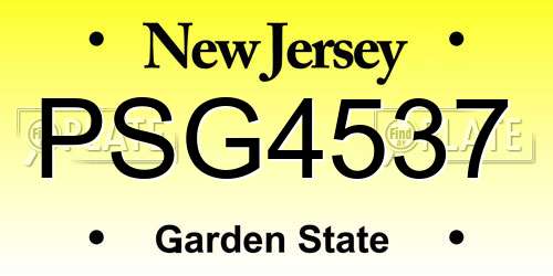 PSG4537 New Jersey License Plate