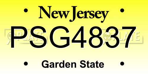 PSG4837 New Jersey License Plate