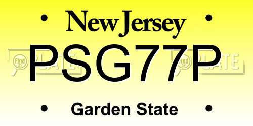 PSG77P New Jersey License Plate