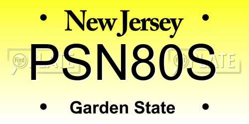 PSN80S New Jersey License Plate