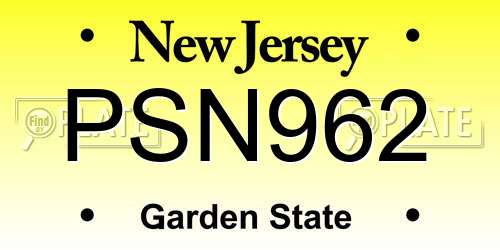 PSN962 New Jersey License Plate