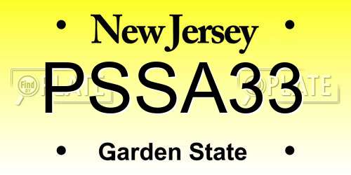 PSSA33 New Jersey License Plate