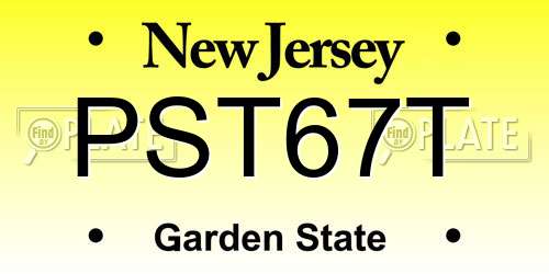 PST67T New Jersey License Plate