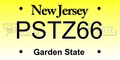 PSTZ66 New Jersey License Plate