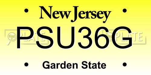 PSU36G New Jersey License Plate
